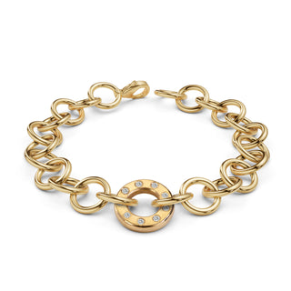 Gold Handmade Circle Chain Diamond Bracelet