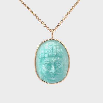 29.29ct Carved Buddha Amazonite Elizabeth Stone