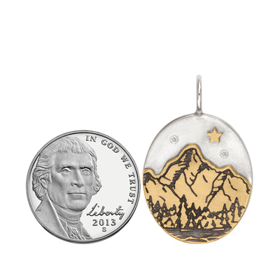 Raised Gold Mountain Oval Charm