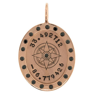 Latitude and Longitude Oval Charm