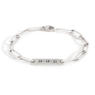 5.2mm Silver Date Flat Bar Bracelet