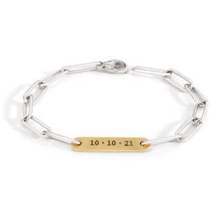 5.2mm Silver & Gold Date Flat Bar Bracelet