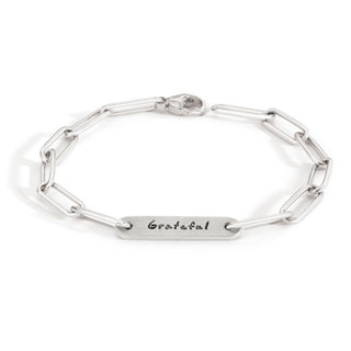 5.2mm Silver Grateful Flat Bar Bracelet