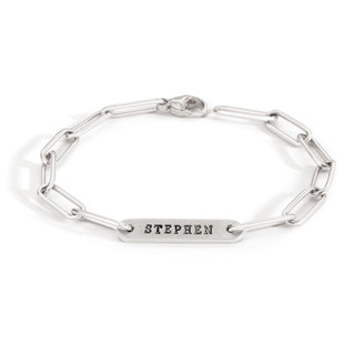 5.2mm Silver Name Flat Bar Bracelet