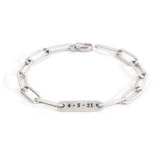 5.2mm Silver Date Flat Bar Bracelet