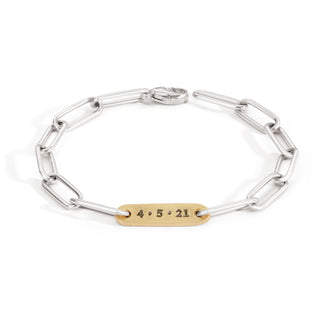 5.2mm Silver & Gold Date Flat Bar Bracelet