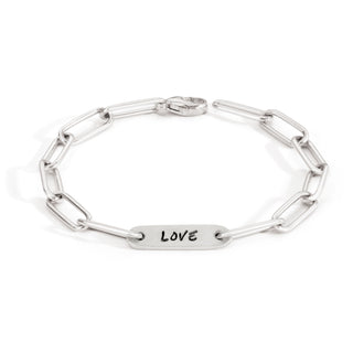 5.2mm Silver Love Flat Bar Bracelet