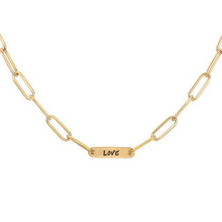 5.2mm Gold Love Flat Bar Chain