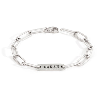 5.2mm Silver Name Flat Bar Bracelet