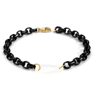 5.6mm Stainless Steel Black Chain Hinge Bracelet