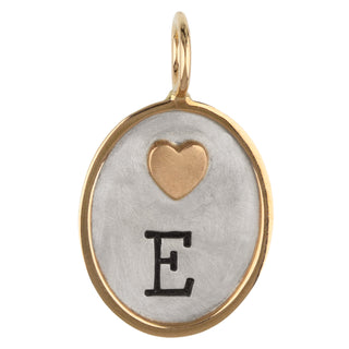 Single Initial and Heart Oval Charm