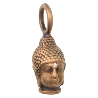 Gold Patina Buddha Head Charm with Diamond