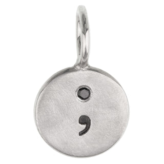 Silver Semicolon Round Charm