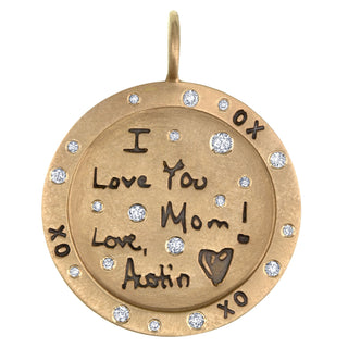 Child's Handwritten Message Round Charm