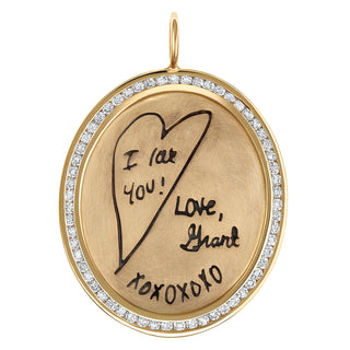 Child's Handwritten Message Channel Set Oval Charm