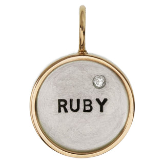 Name and Date Double Framed Round Charm