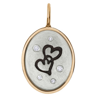 Double Heart Oval Charm