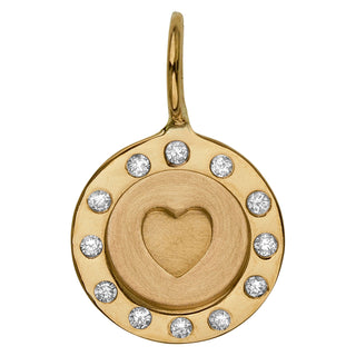 Raised Heart Round Charm