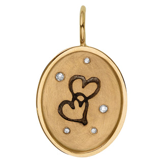 Double Heart Oval Charm