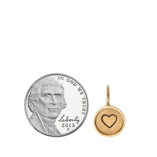 Gold Heart Round Charm