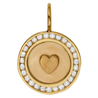 Heart Channel Set Round Charm