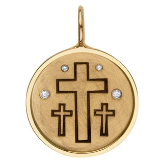 Gold Crosses Round Charm