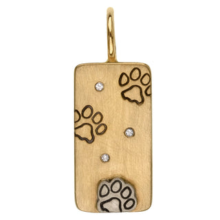 Gold Paw Print ID Tag