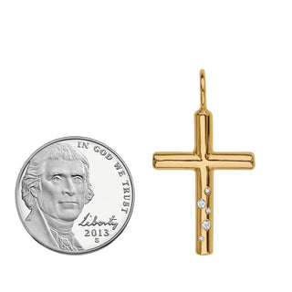 Gold High Polished Diamond Cross Charm