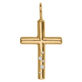 Gold High Polished Diamond Cross Charm