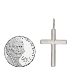 Silver Brushed Cross Charm