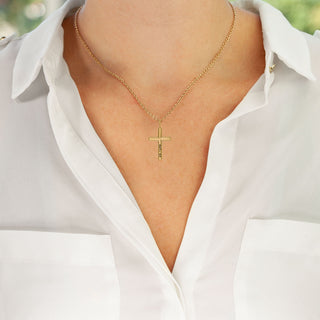 Gold Verse Cross Charm