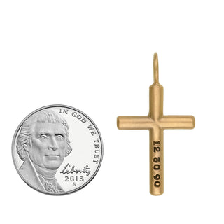 Gold Date Cross Charm