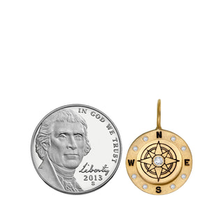 Compass Diamond Round Charm