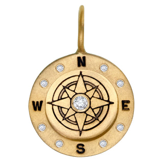 Compass Diamond Round Charm