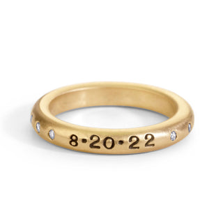 3.5mm Gold Couple Scroll Ring & Small Pavé Stack