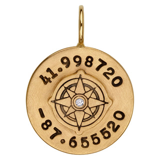 Gold Coordinates Round Charm