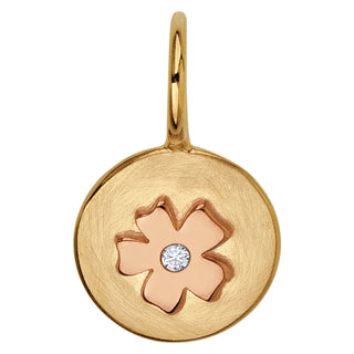 Gold Diamond Cherry Blossom Round Charm