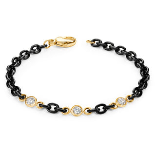 3.8mm Stainless Steel Black Chain Diamond Bezel Bracelet