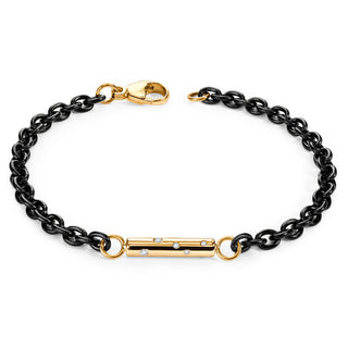 3.8mm Stainless Steel Black Chain Diamond Round Bar Bracelet