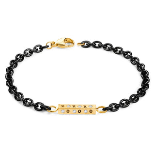 3.8mm Stainless Steel Black Chain XOXO Square Bar Bracelet