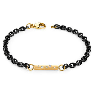 3.8mm Stainless Steel Black Chain I Heart U Round Bar Bracelet