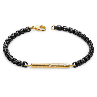 4mm Stainless Steel Black Chain Diamond Round Bar Bracelet