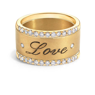 8mm Gold Love Standard Ring & Large Pavé Stack