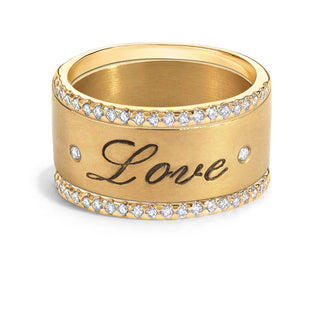 8mm Gold Love Standard Ring & Small Pavé Stack