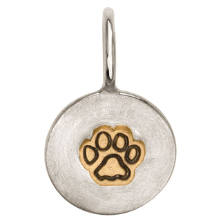 Silver Paw Print Round Charm