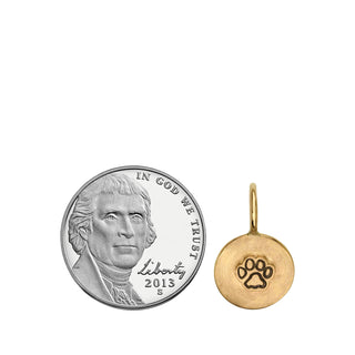 Gold Paw Print Round Charm