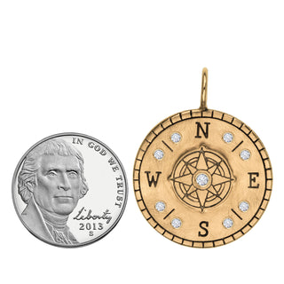 Gold Raised Compass Round Charm